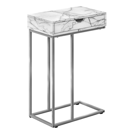 Monarch Specialties Side Table, 15.75 W, 24 H, Particle Board, Metal, White I 3772